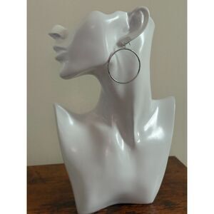 Silver-Tone Hoop Drop Earrings NWT 2.5"